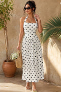 Polka Dot Halter Maxi Dress: Cream combo