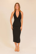 Halter Midi Dress: Black