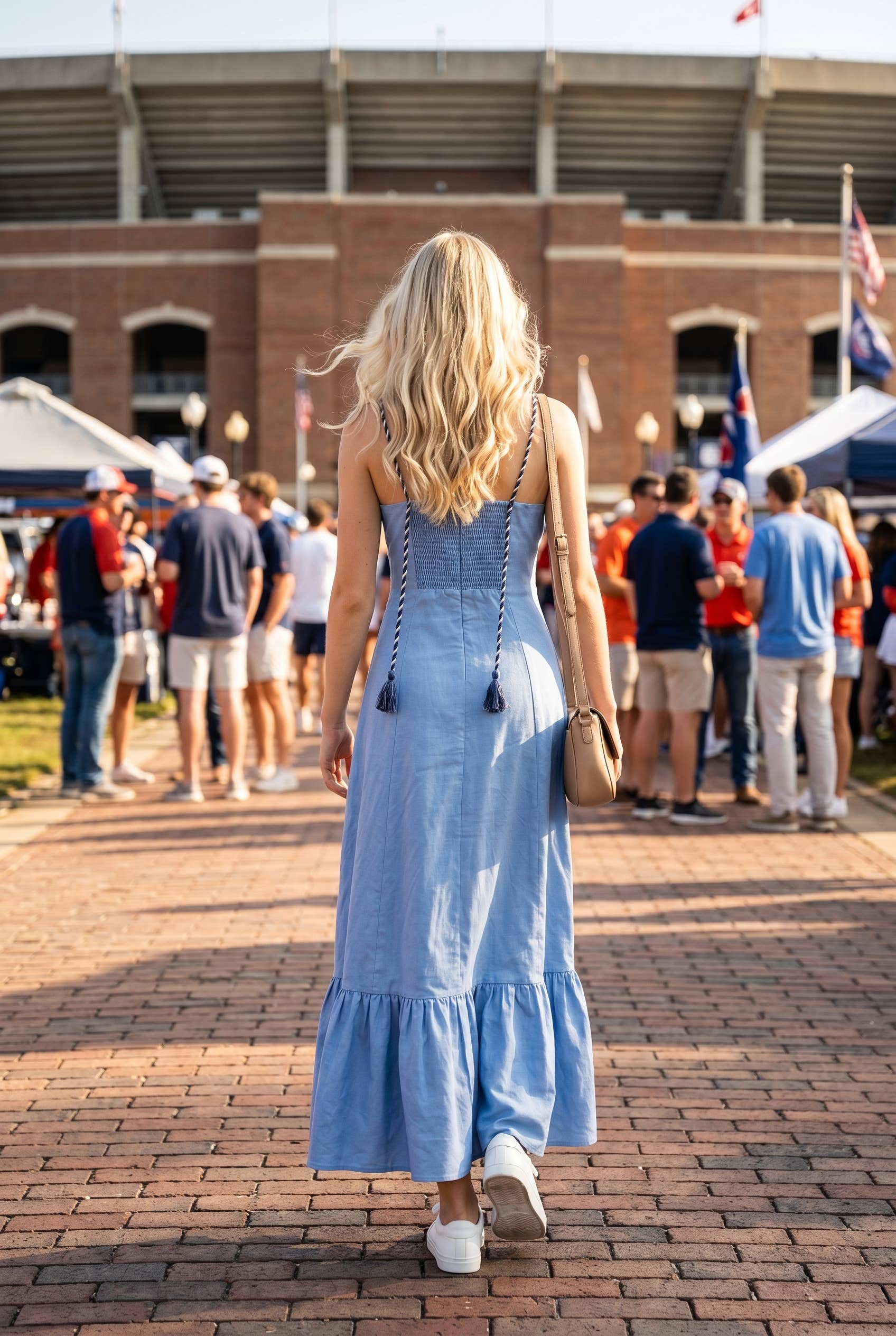 Corset inspired maxi dress with braided shoulder strap: SKY BLUE